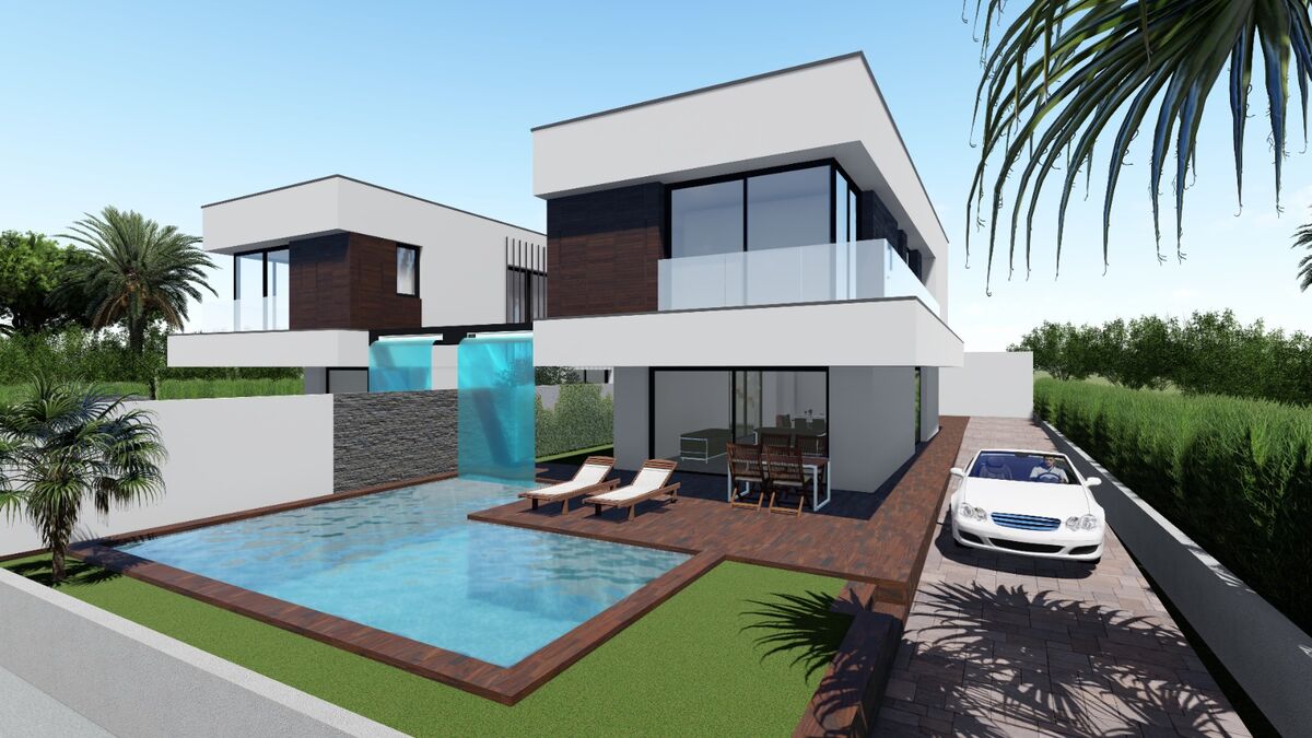 Neues Projekt von zwei Häusern in Empuriabrava zu verkaufen, privilegierte Gegend, Schwimmbad, Garage.
